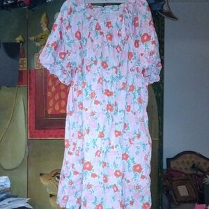 Fun Boho Floral Romantic Puff Sleeve Dress